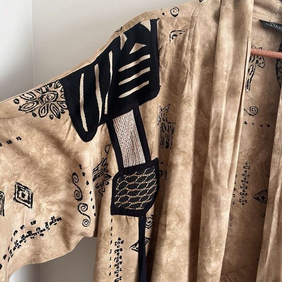 Vtg Tribal Zebra African Long Jacket 1X Boho Lagenlook Hippie Artsy Festival - Picture 4 of 12